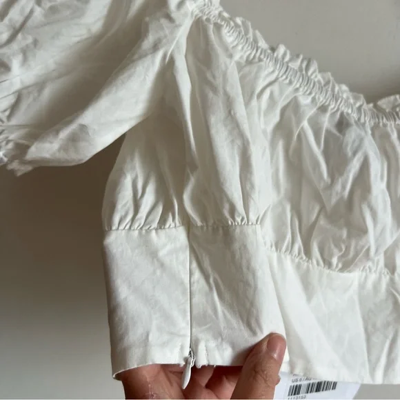 NWT Princess Polly Ashlin Top White Size 6 Croped Off The Shoulder - Picture 8 of 12